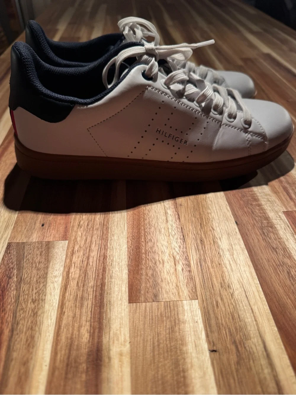 Tommy Hilfiger White and Black Low-Top Lace-Up Sneakers
